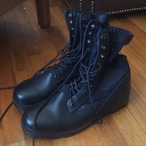 Once worn black combat boots